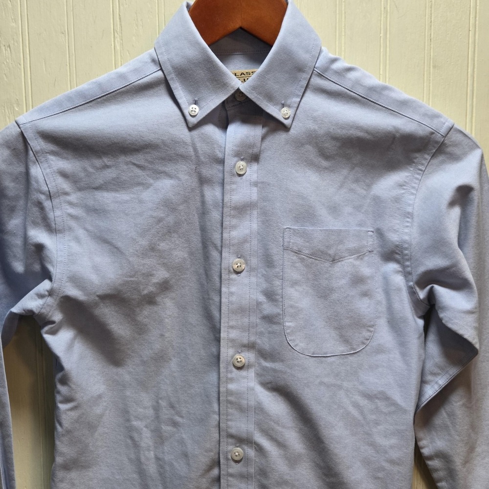 Class Club‎ Gold Label Shirt Boys 8 Blue Solid Button Down Long Sleeve Cotton